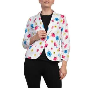 NEW PEACE OF CLOTH notched lapel collar cropped fit blazer in poppies